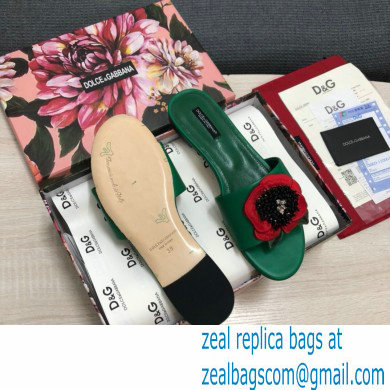 Dolce  &  Gabbana Black Red Roses Slides Green 2022